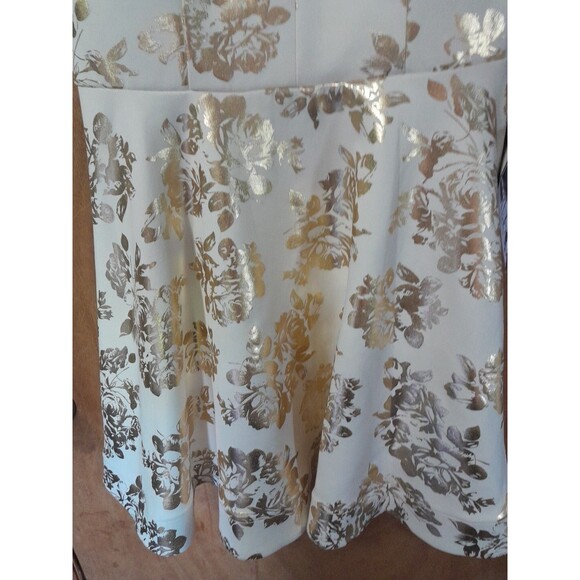 B Darlin Dress 13-14 Jr  Ivory-Gold Floral Fit-Flare Mini-NWT FROM Macys FORMAL - Picture 3 of 16